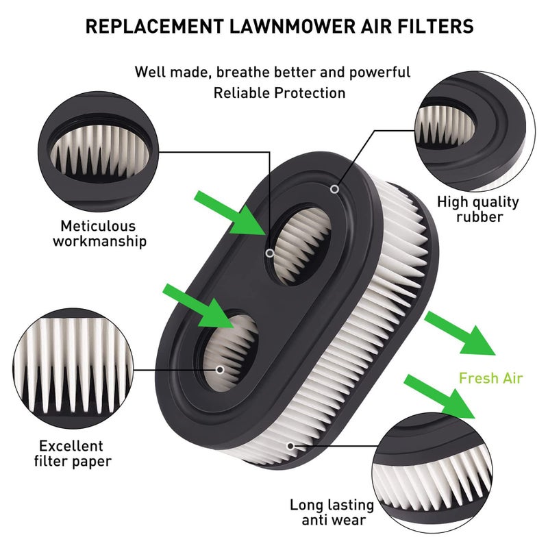 quskay 593260 Air Filter 593260 798452 334404 Air Cleaner Cartridge Filter, Lawn Mower Air Cleaner Replacement Filters for 4247 5432 5432k 09P00 09P702 550E 500EX 550EX 625 575EX Series Engine (2Pcs) - Image 4